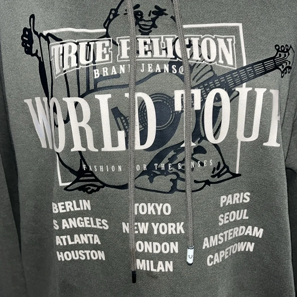 True Religion World Tour Pullover Hooded Sweatshirt Men's XXL Hoodie
